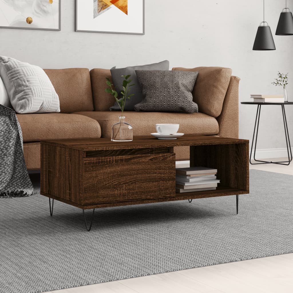 vidaXL Coffee Table Brown Oak 90x50x36.5 cm Engineered Wood 1