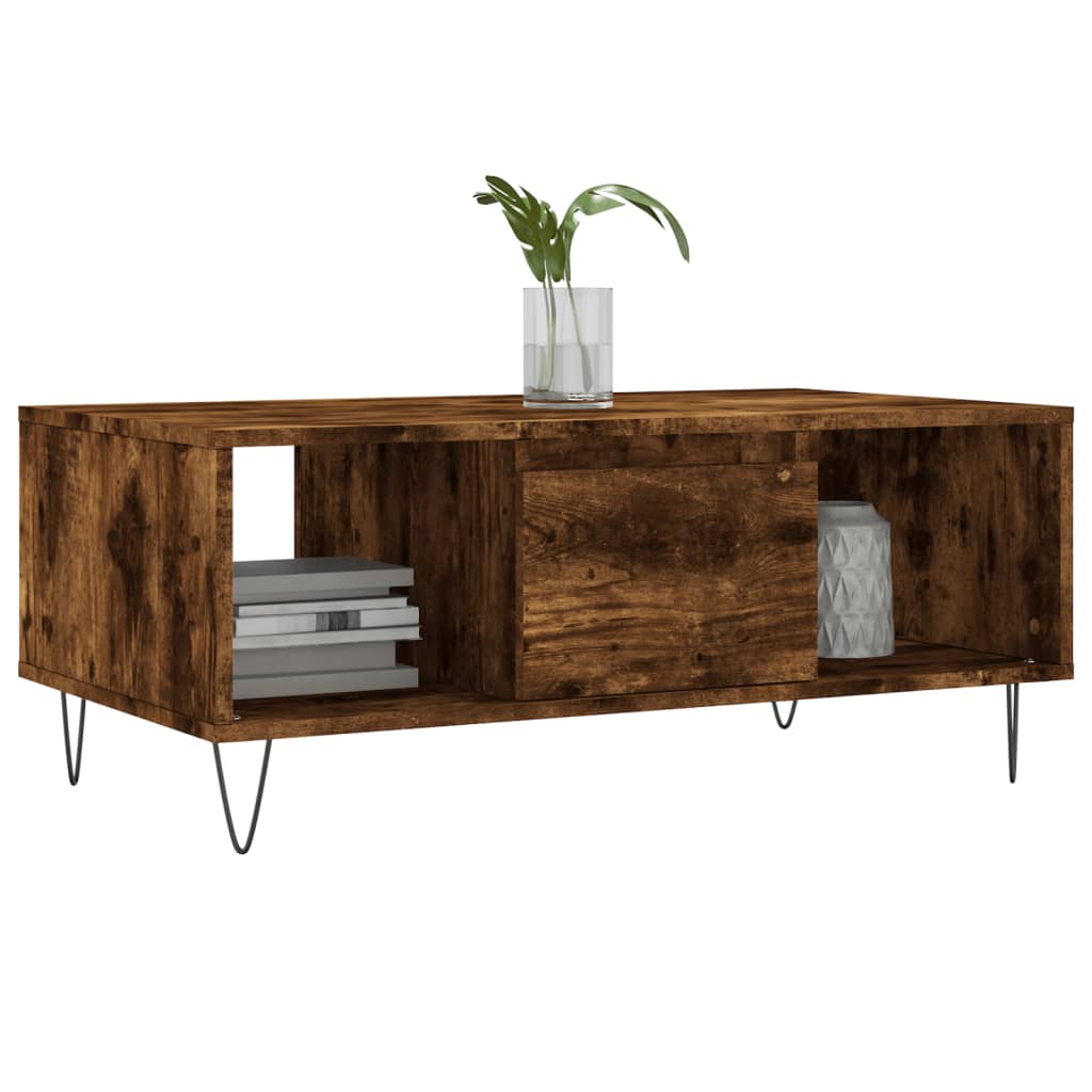 vidaXL Coffee Table Smoked Oak 90x50x36.5 cm Engineered Wood 3