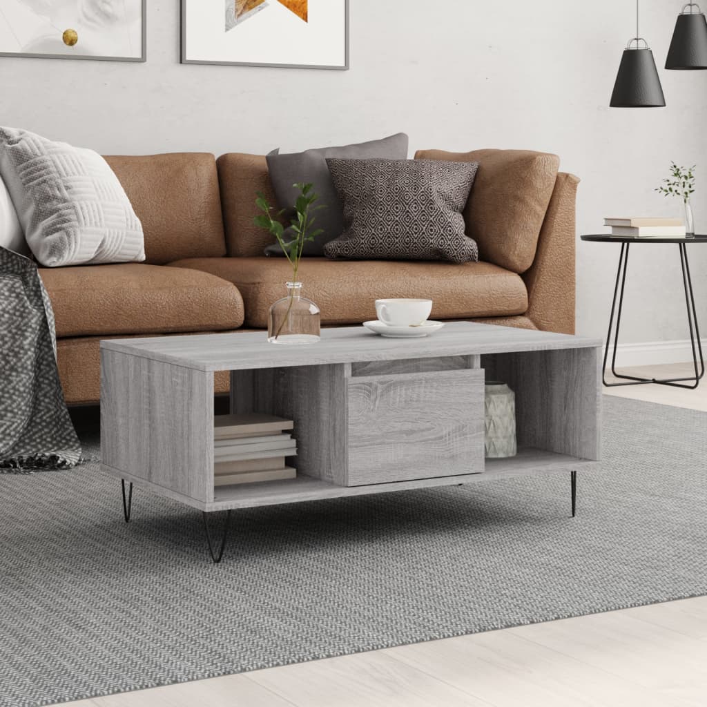 vidaXL Coffee Table Grey Sonoma 90x50x36.5 cm Engineered Wood 1