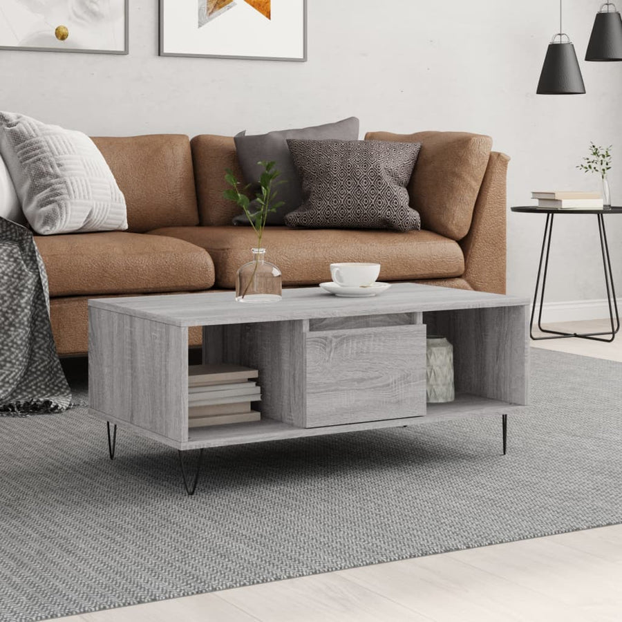 vidaXL Coffee Table Grey Sonoma 90x50x36.5 cm Engineered Wood 1