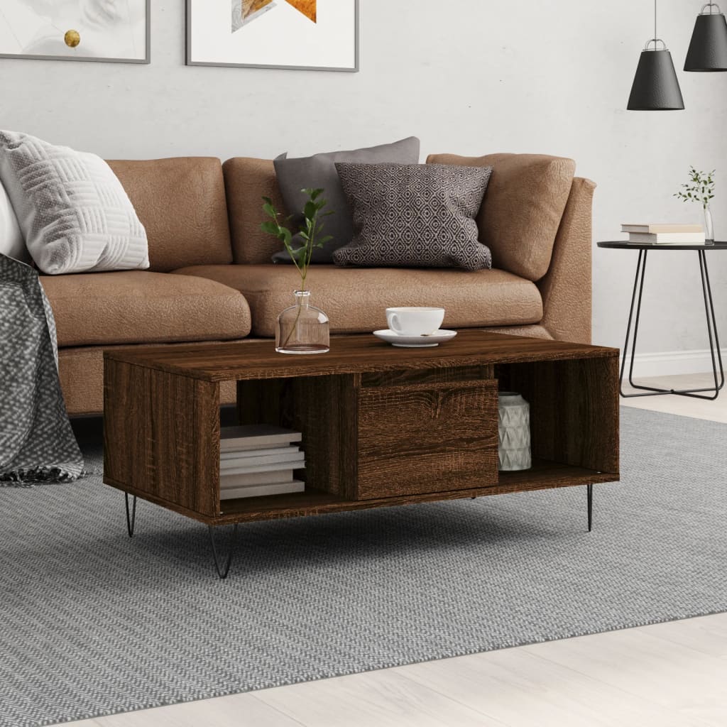 vidaXL Coffee Table Brown Oak 90x50x36.5 cm Engineered Wood 1