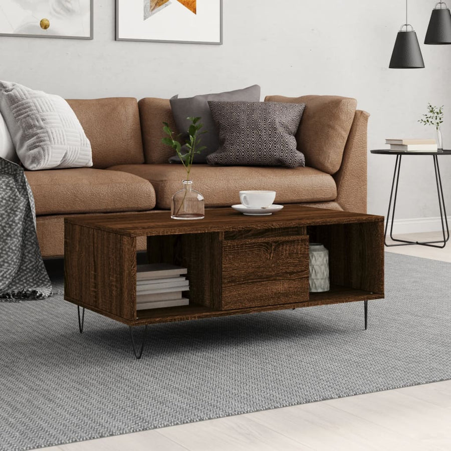 vidaXL Coffee Table Brown Oak 90x50x36.5 cm Engineered Wood 1