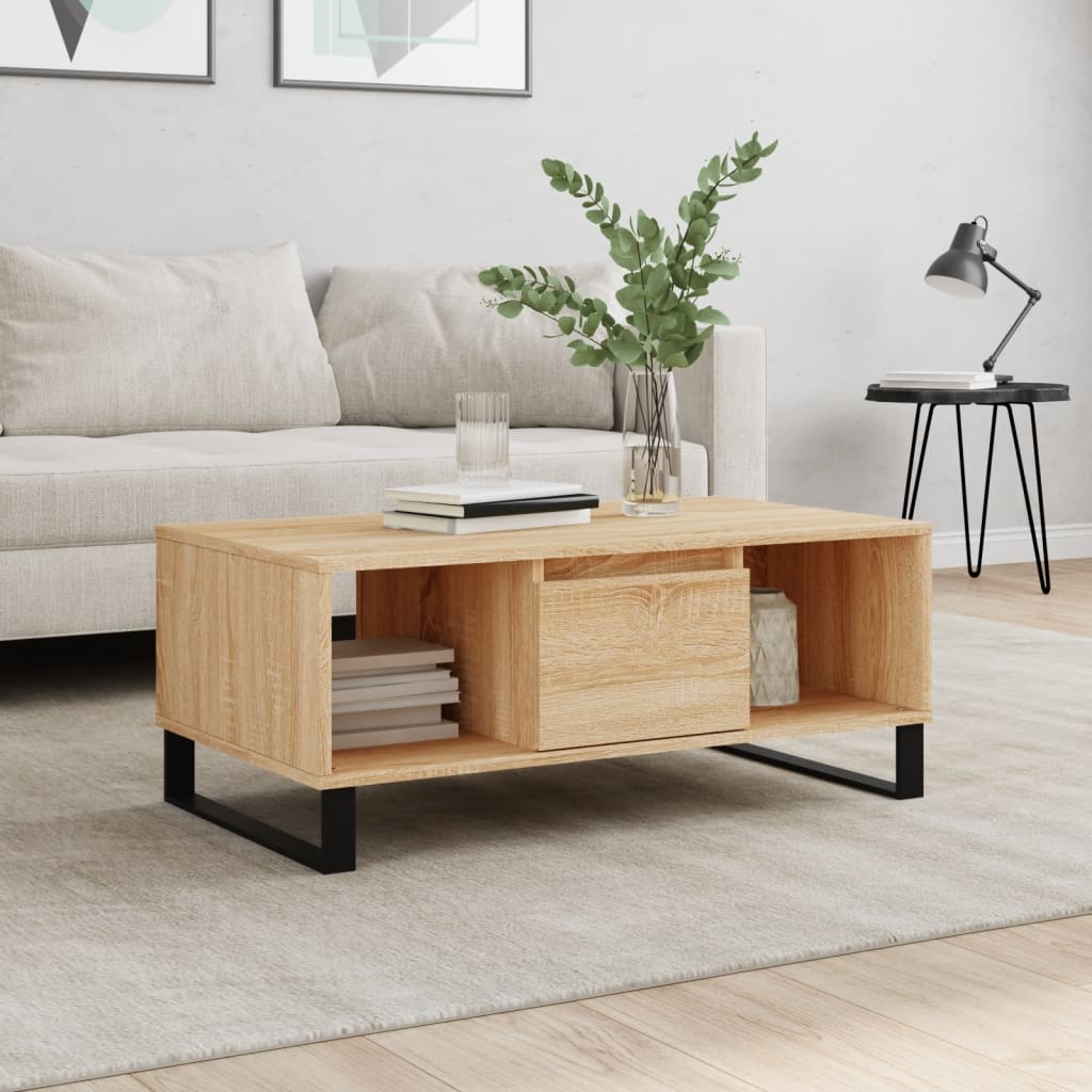 vidaXL Coffee Table Sonoma Oak 90x50x36.5 cm Engineered Wood 1