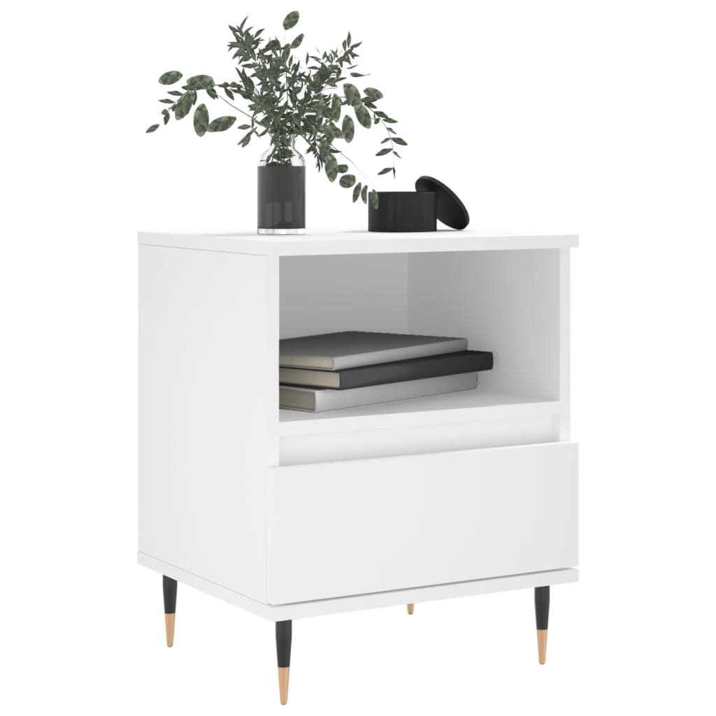 vidaXL Bedside Cabinet White 40x35x50 cm Engineered Wood 3