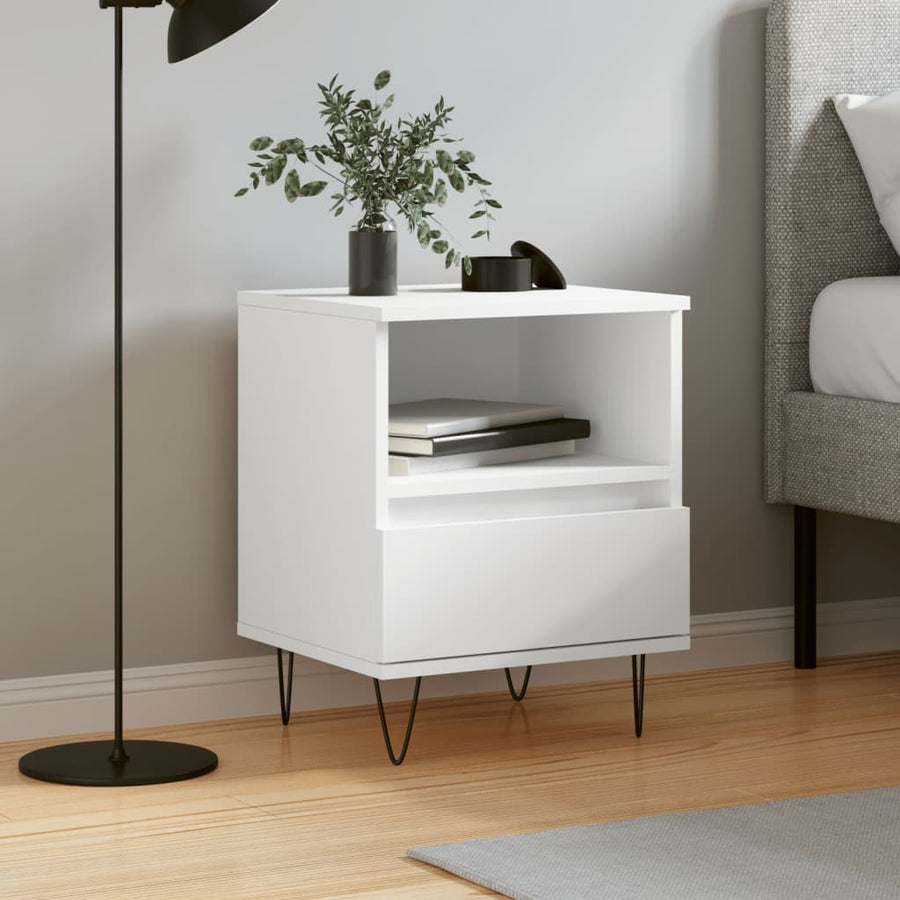vidaXL Bedside Cabinet White 40x35x50 cm Engineered Wood 1