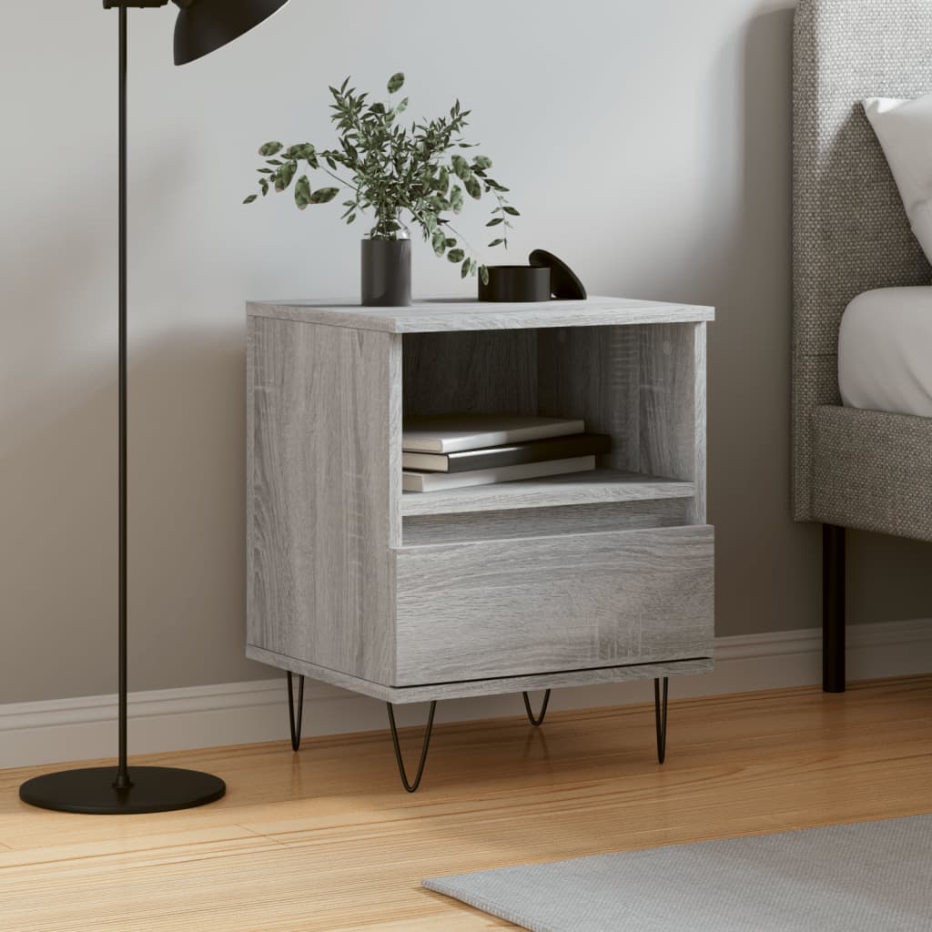 vidaXL Bedside Cabinet Grey Sonoma 40x35x50 cm Engineered Wood 1