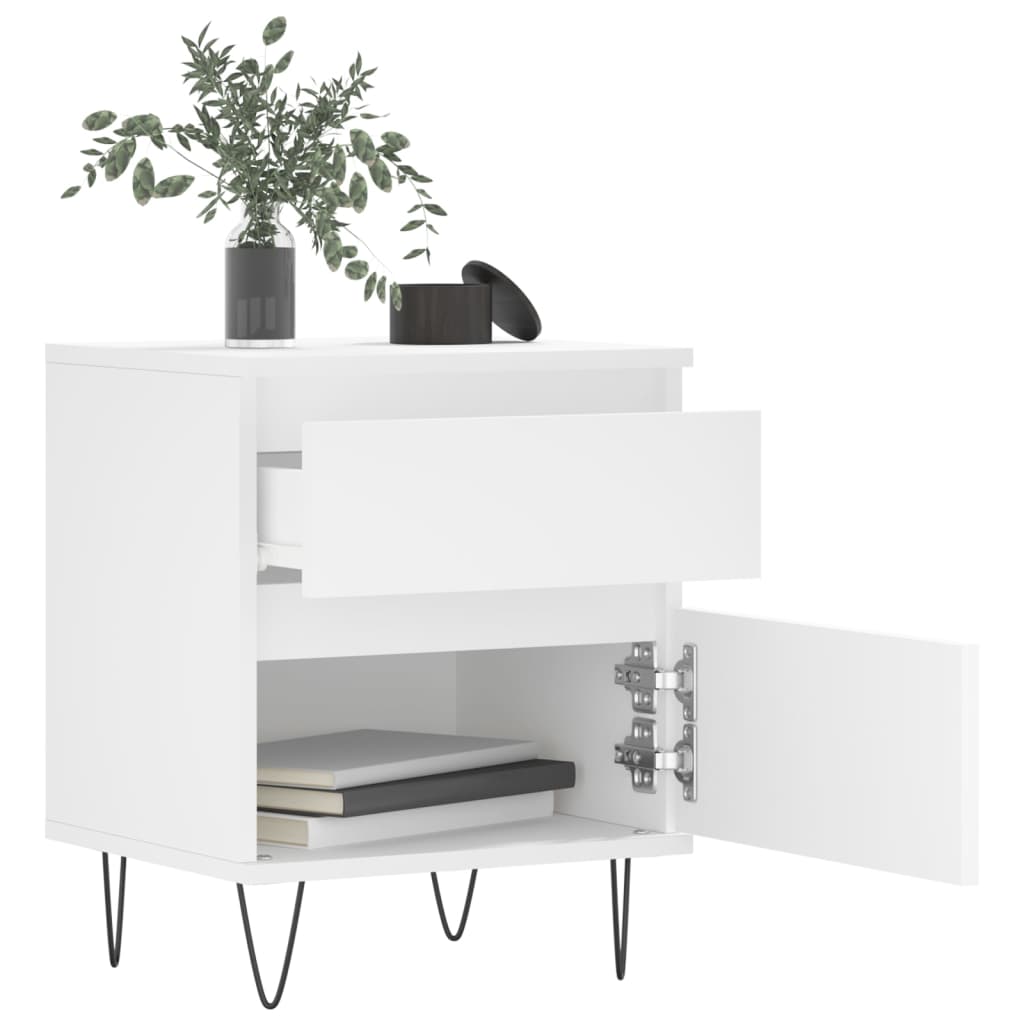 vidaXL Bedside Cabinet White 40x35x50 cm Engineered Wood 3