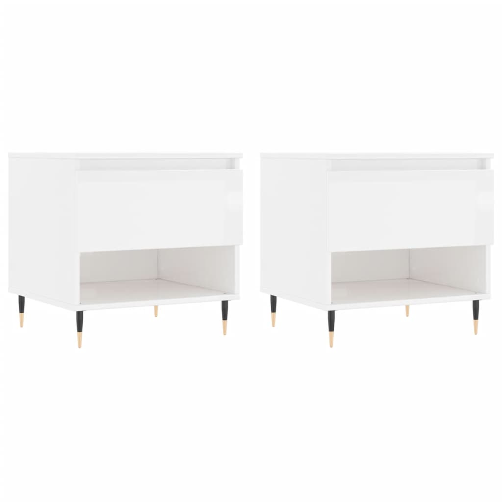 vidaXL Coffee Tables 2 pcs High Gloss White 50x46x50 cm Engineered Wood 2