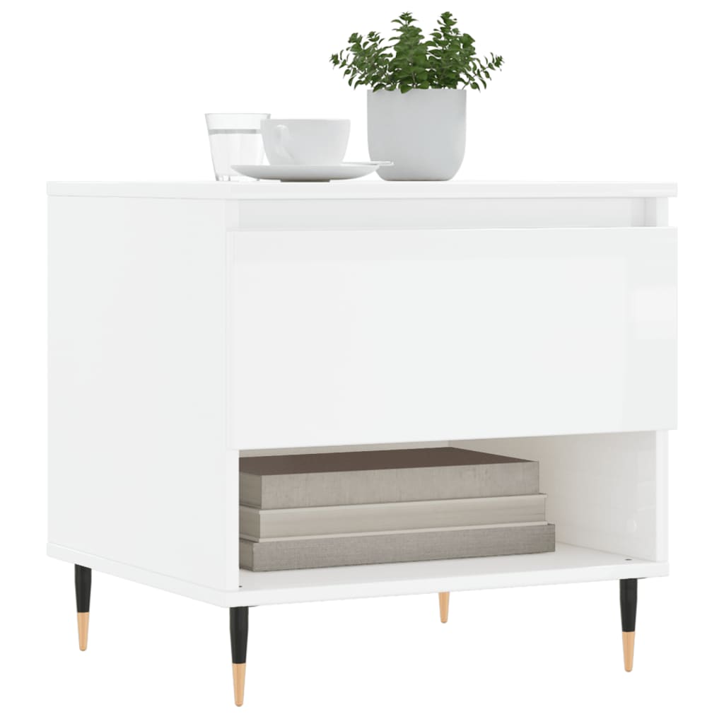 vidaXL Coffee Tables 2 pcs High Gloss White 50x46x50 cm Engineered Wood 3