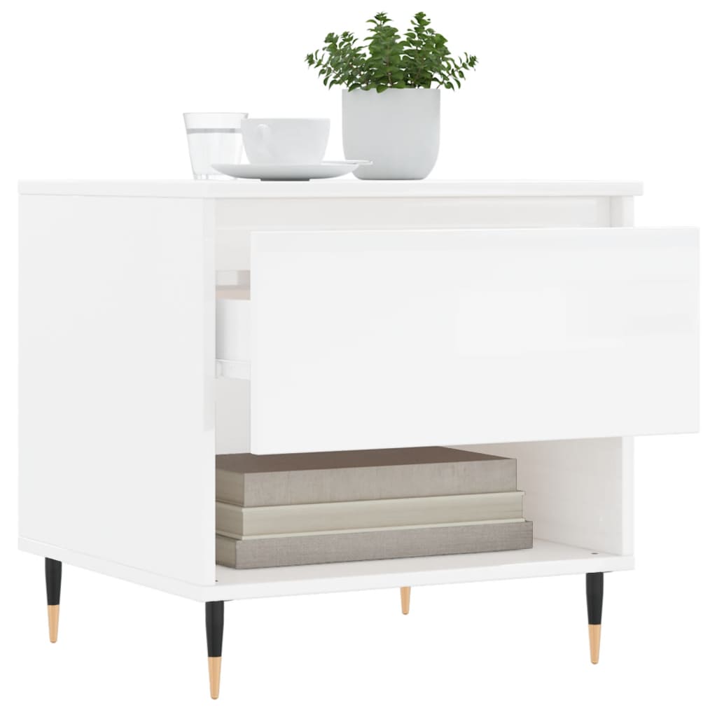 vidaXL Coffee Tables 2 pcs High Gloss White 50x46x50 cm Engineered Wood 4