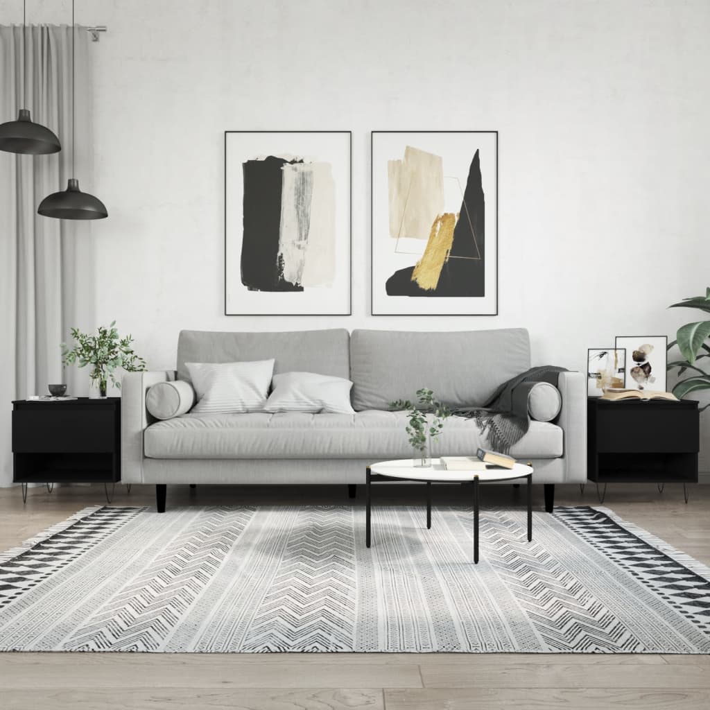 vidaXL Coffee Tables 2 pcs Black 50x46x50 cm Engineered Wood 1