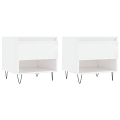 vidaXL Coffee Tables 2 pcs High Gloss White 50x46x50 cm Engineered Wood 2