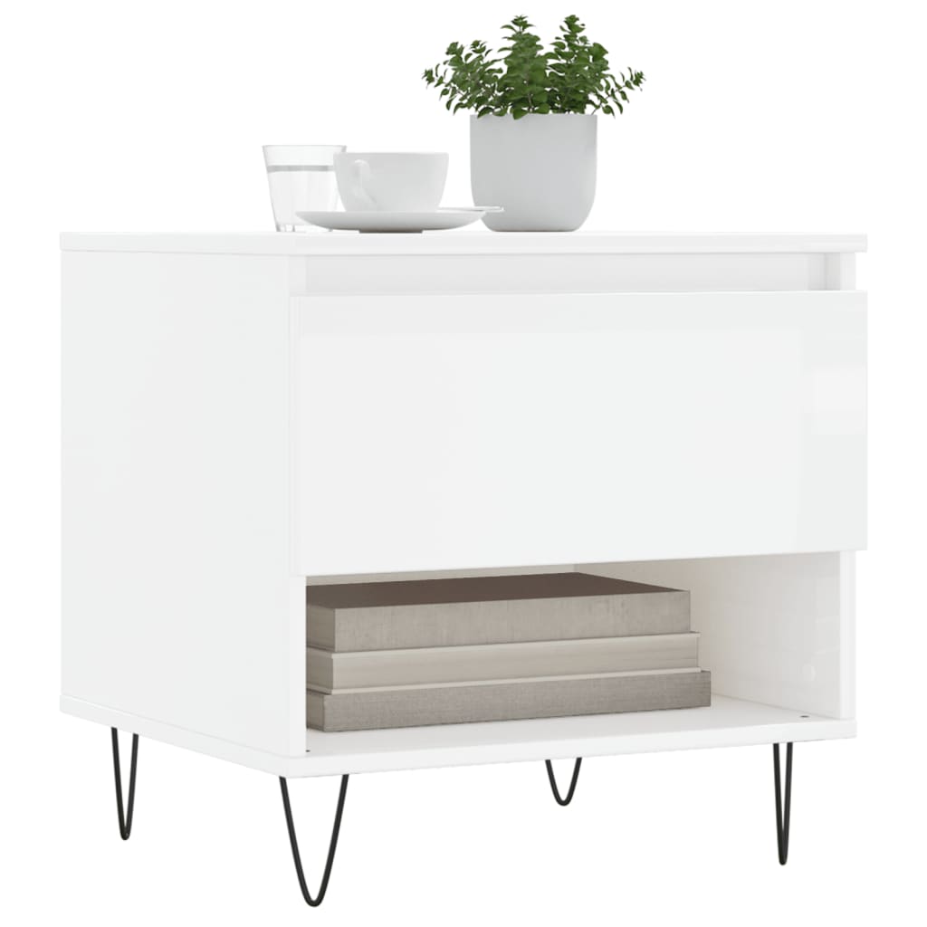 vidaXL Coffee Tables 2 pcs High Gloss White 50x46x50 cm Engineered Wood 3