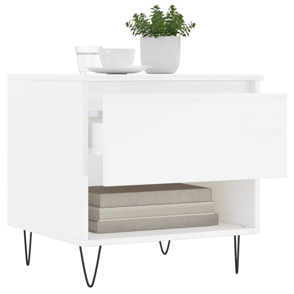 vidaXL Coffee Tables 2 pcs High Gloss White 50x46x50 cm Engineered Wood 4