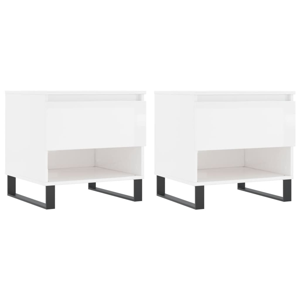 vidaXL Coffee Tables 2 pcs High Gloss White 50x46x50 cm Engineered Wood 2