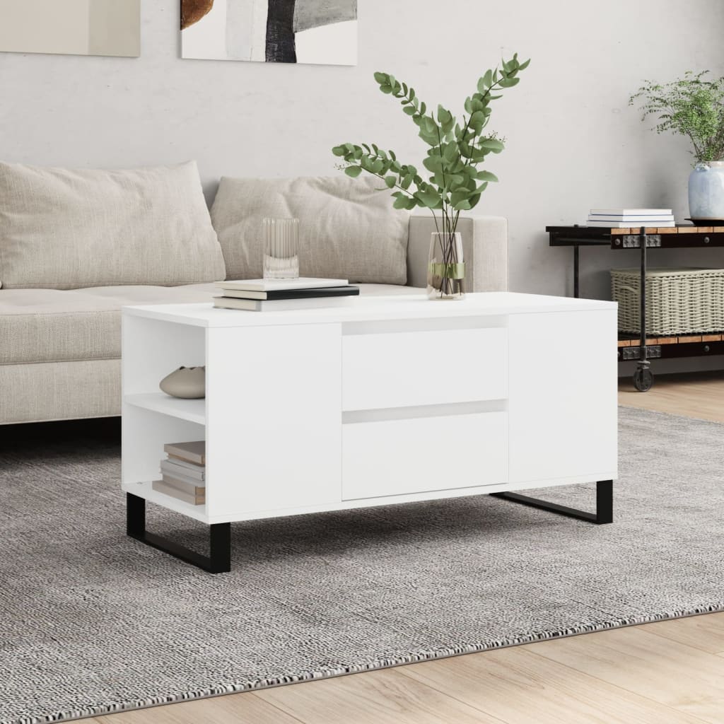 Coffee Table 102x44,5x50 cm Engineered Wood White