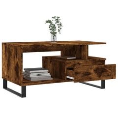 vidaXL Coffee Table Smoked Oak 90x49x45 cm Engineered Wood 4