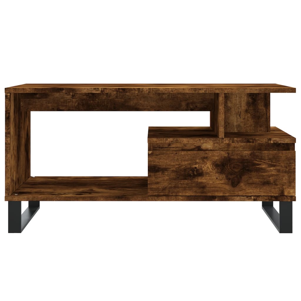 vidaXL Coffee Table Smoked Oak 90x49x45 cm Engineered Wood 5