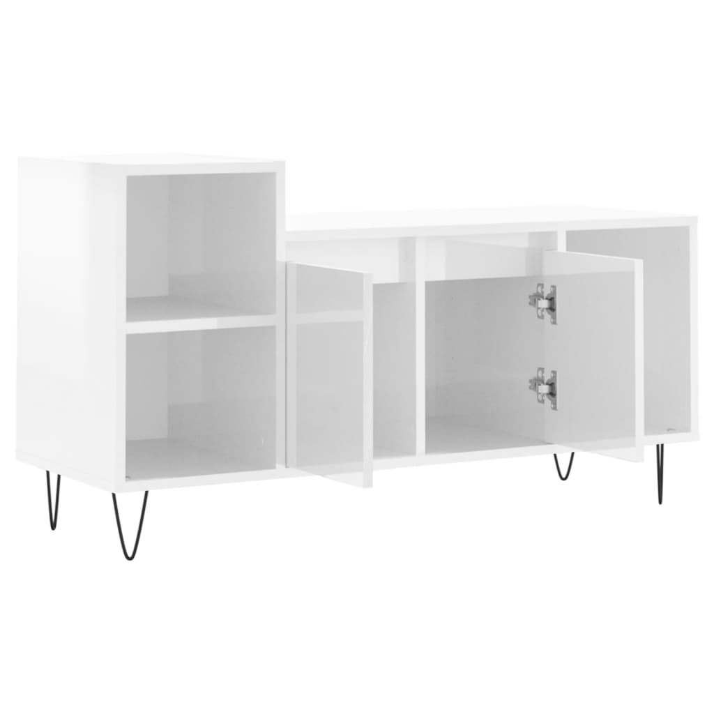 vidaXL TV Cabinet High Gloss White 100x35x55 cm Engineered Wood 6