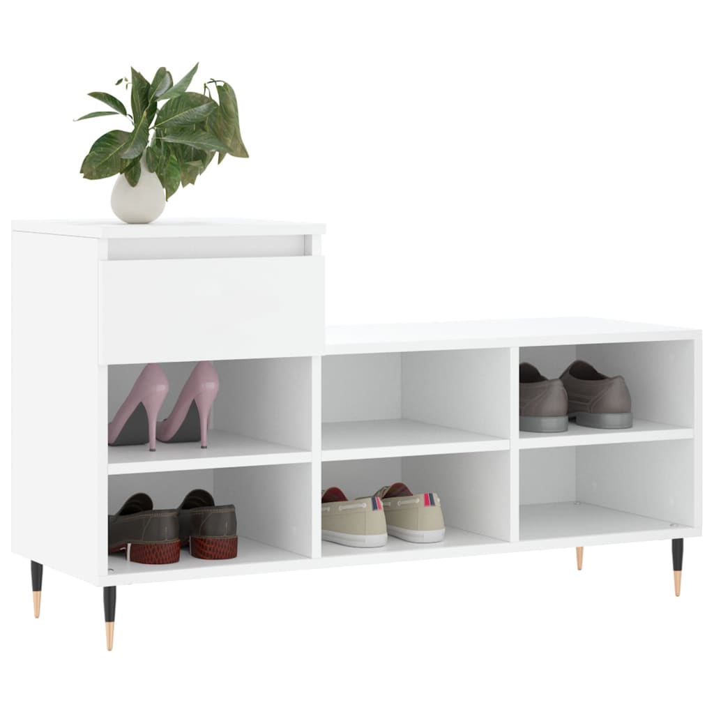 vidaXL Shoe Cabinet White 102x36x60 cm Engineered Wood 3
