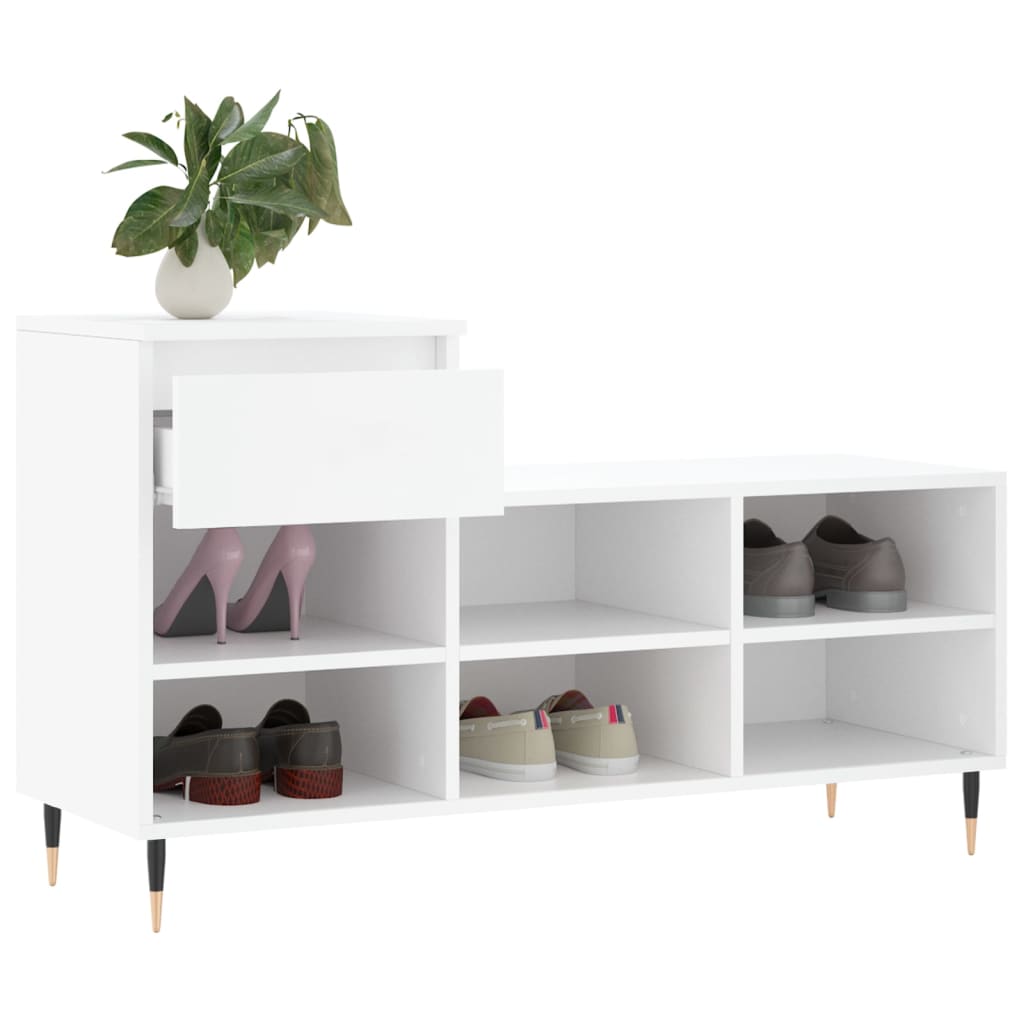 vidaXL Shoe Cabinet White 102x36x60 cm Engineered Wood 4
