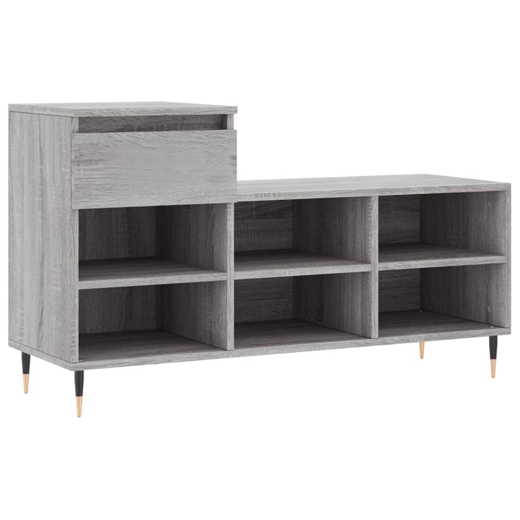 vidaXL Shoe Cabinet Grey Sonoma 102x36x60 cm Engineered Wood 2
