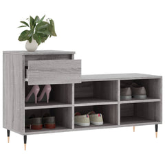 vidaXL Shoe Cabinet Grey Sonoma 102x36x60 cm Engineered Wood 4