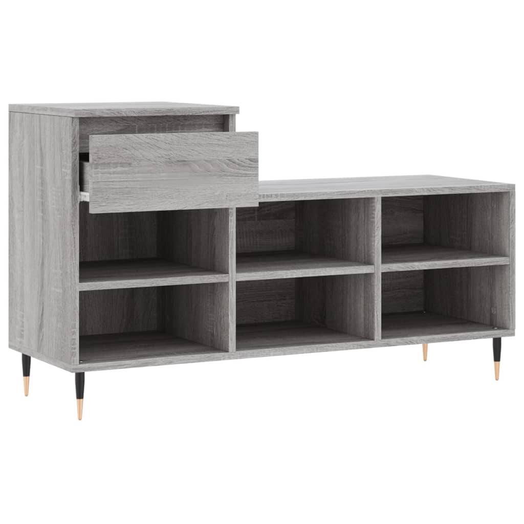 vidaXL Shoe Cabinet Grey Sonoma 102x36x60 cm Engineered Wood 6