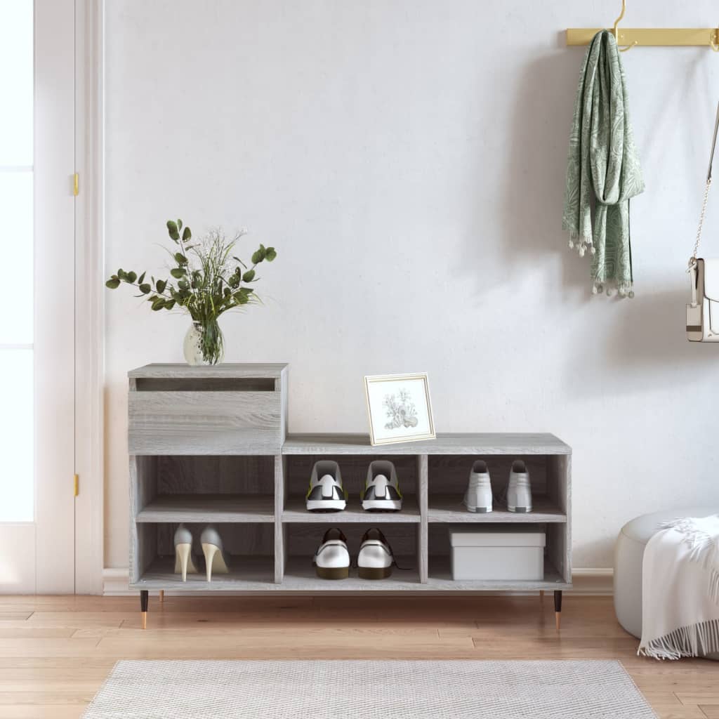 vidaXL Shoe Cabinet Grey Sonoma 102x36x60 cm Engineered Wood 1