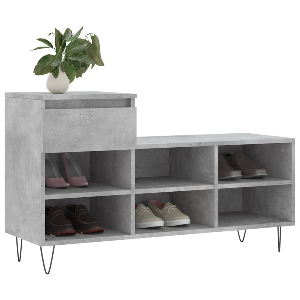 vidaXL Shoe Cabinet Concrete Grey 102x36x60 cm Engineered Wood 3
