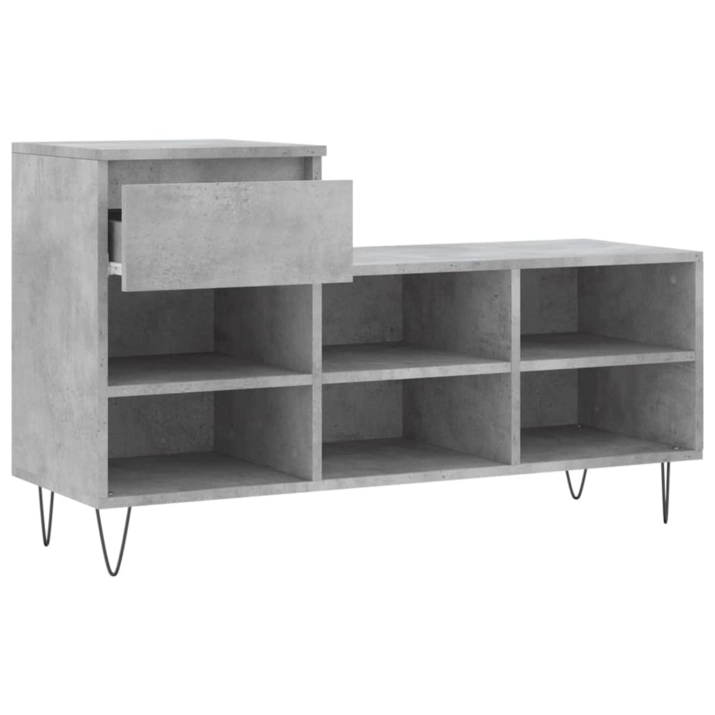 vidaXL Shoe Cabinet Concrete Grey 102x36x60 cm Engineered Wood 6
