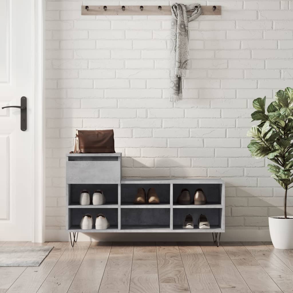 vidaXL Shoe Cabinet Concrete Grey 102x36x60 cm Engineered Wood 1