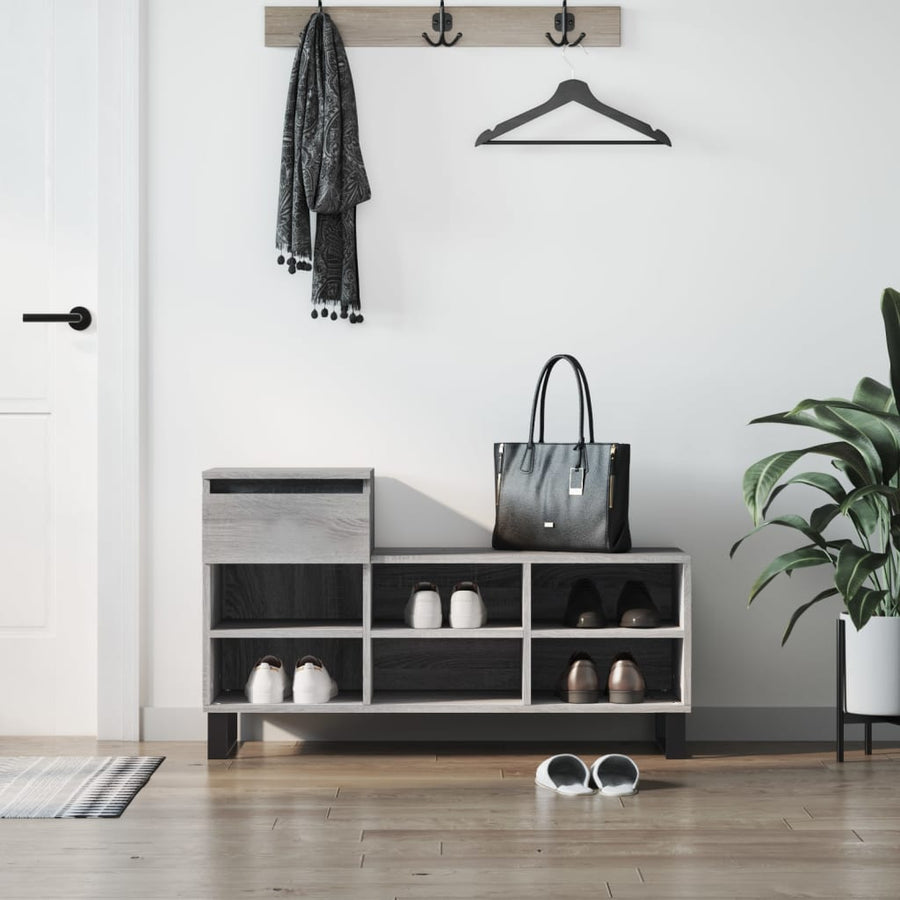 vidaXL Shoe Cabinet Grey Sonoma 102x36x60 cm Engineered Wood 1