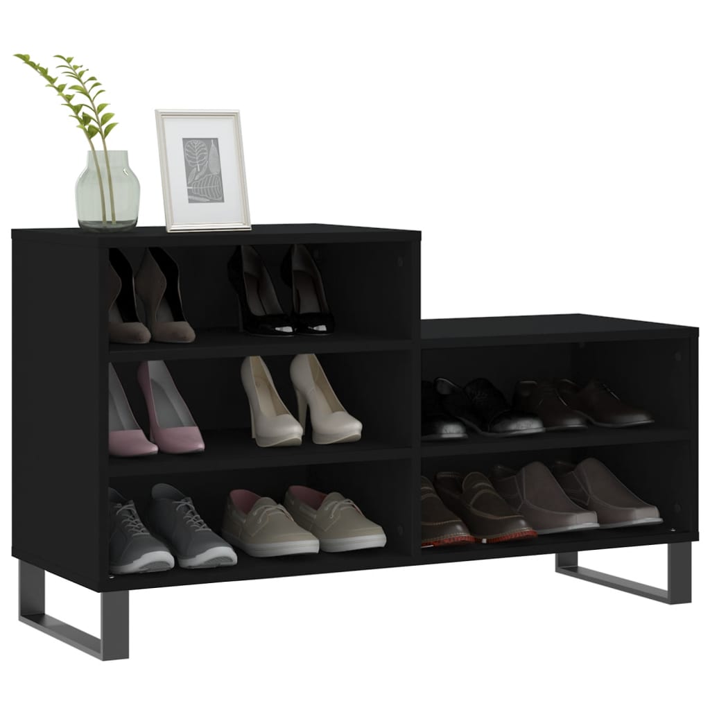 vidaXL Shoe Cabinet Black 102x36x60 cm Engineered Wood 3
