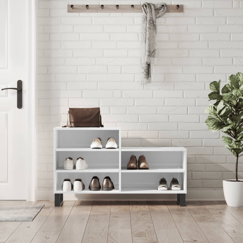vidaXL Shoe Cabinet High Gloss White 102x36x60 cm Engineered Wood 1