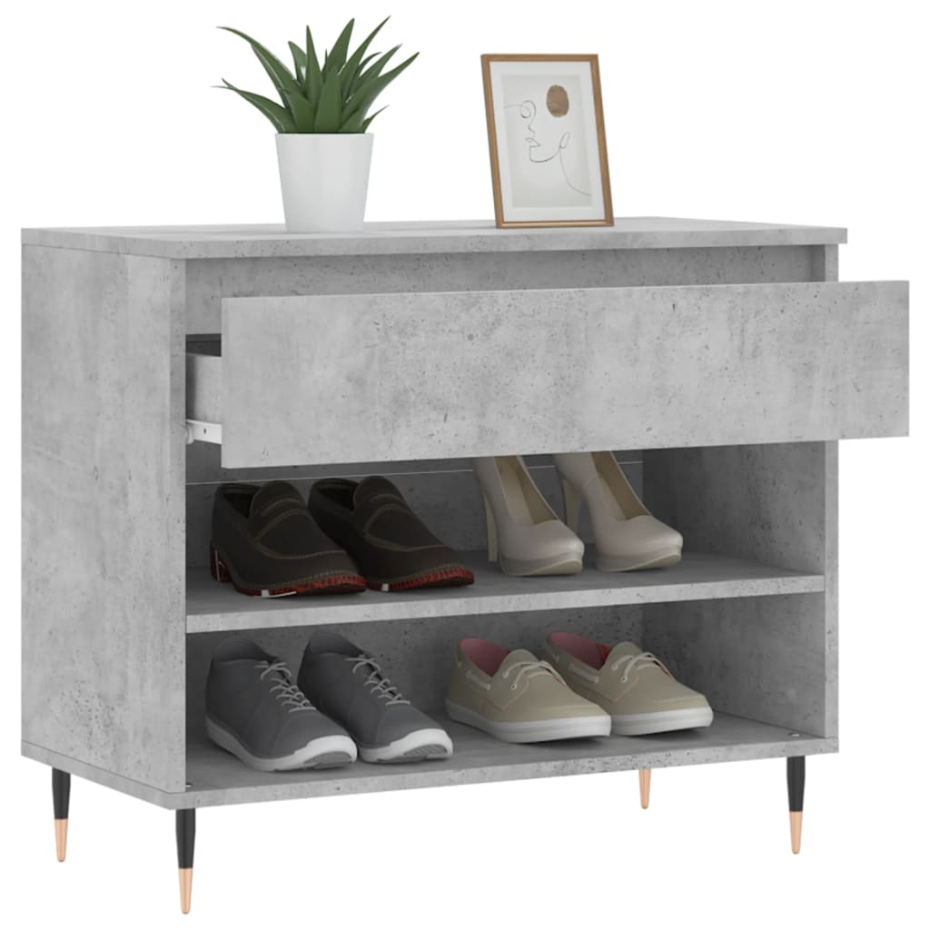 vidaXL Shoe Cabinet Concrete Grey 70x36x60 cm Engineered Wood 4