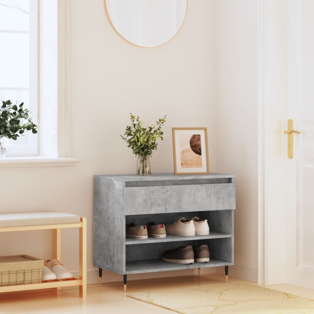 vidaXL Shoe Cabinet Concrete Grey 70x36x60 cm Engineered Wood 1