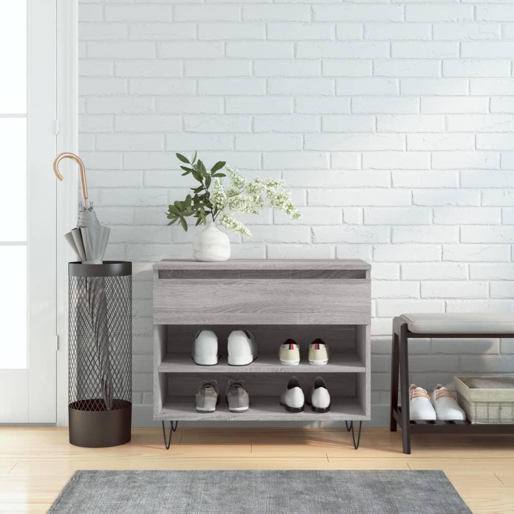vidaXL Shoe Cabinet Grey Sonoma 70x36x60 cm Engineered Wood 1
