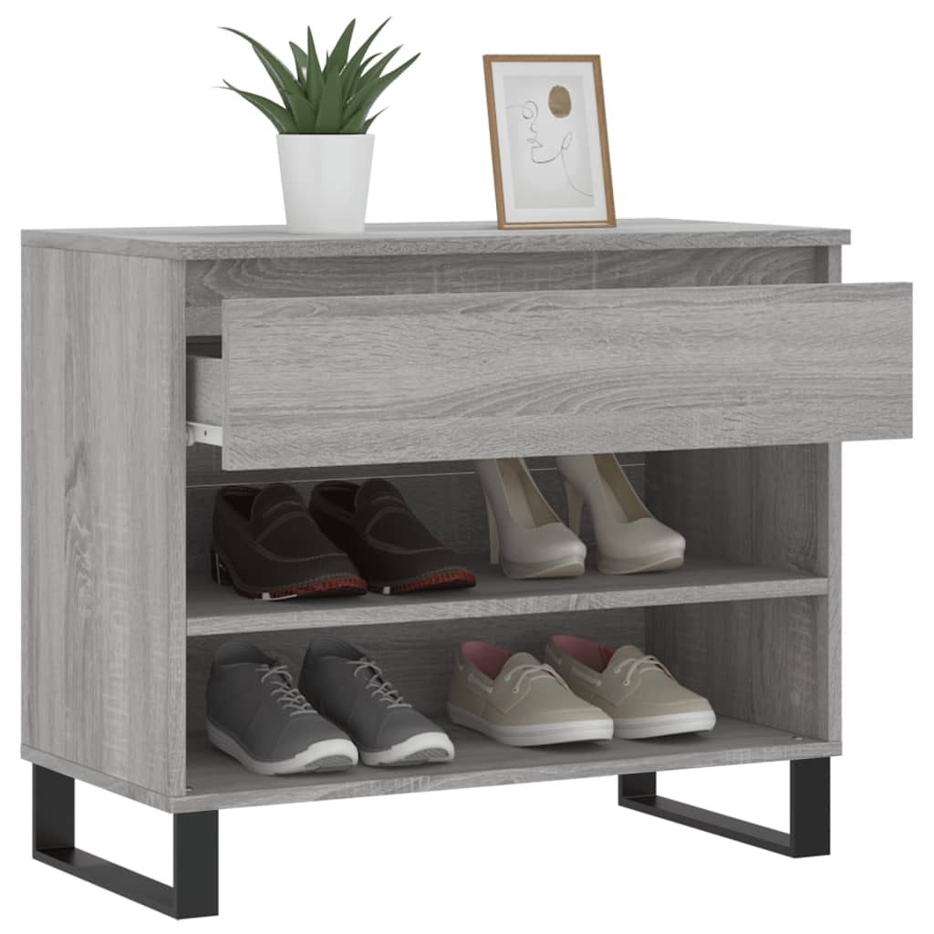 vidaXL Shoe Cabinet Concrete Grey 70x36x60 cm Engineered Wood 4