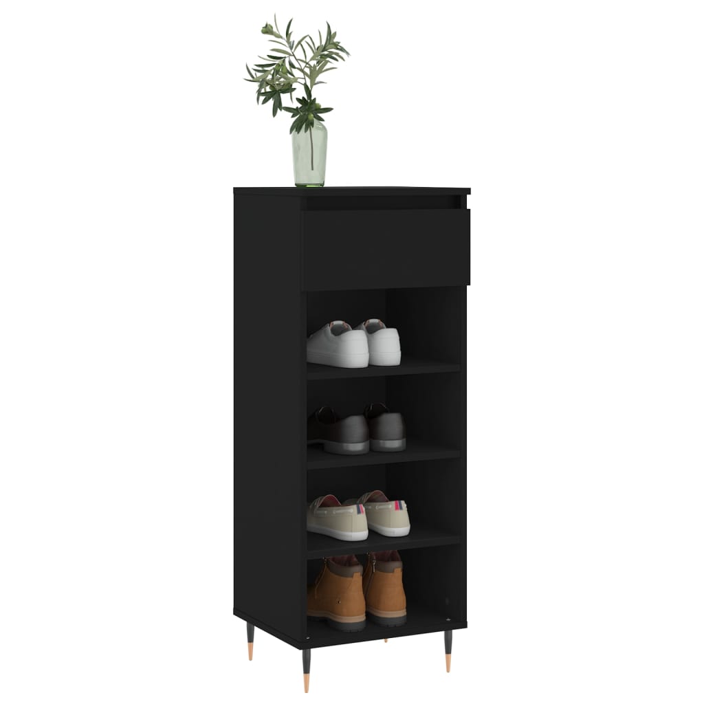 vidaXL Shoe Cabinet Black 40x36x105 cm Engineered Wood 3