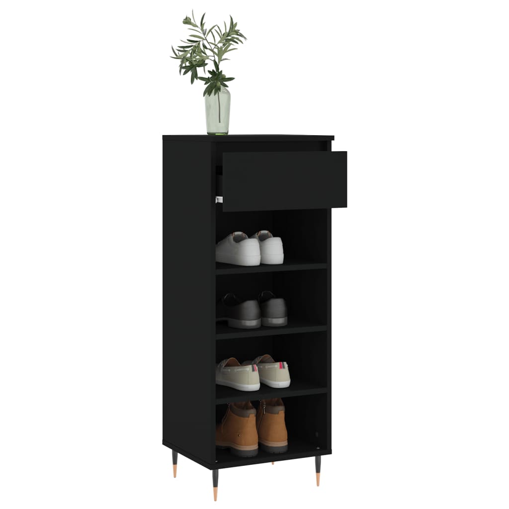 vidaXL Shoe Cabinet Black 40x36x105 cm Engineered Wood 4