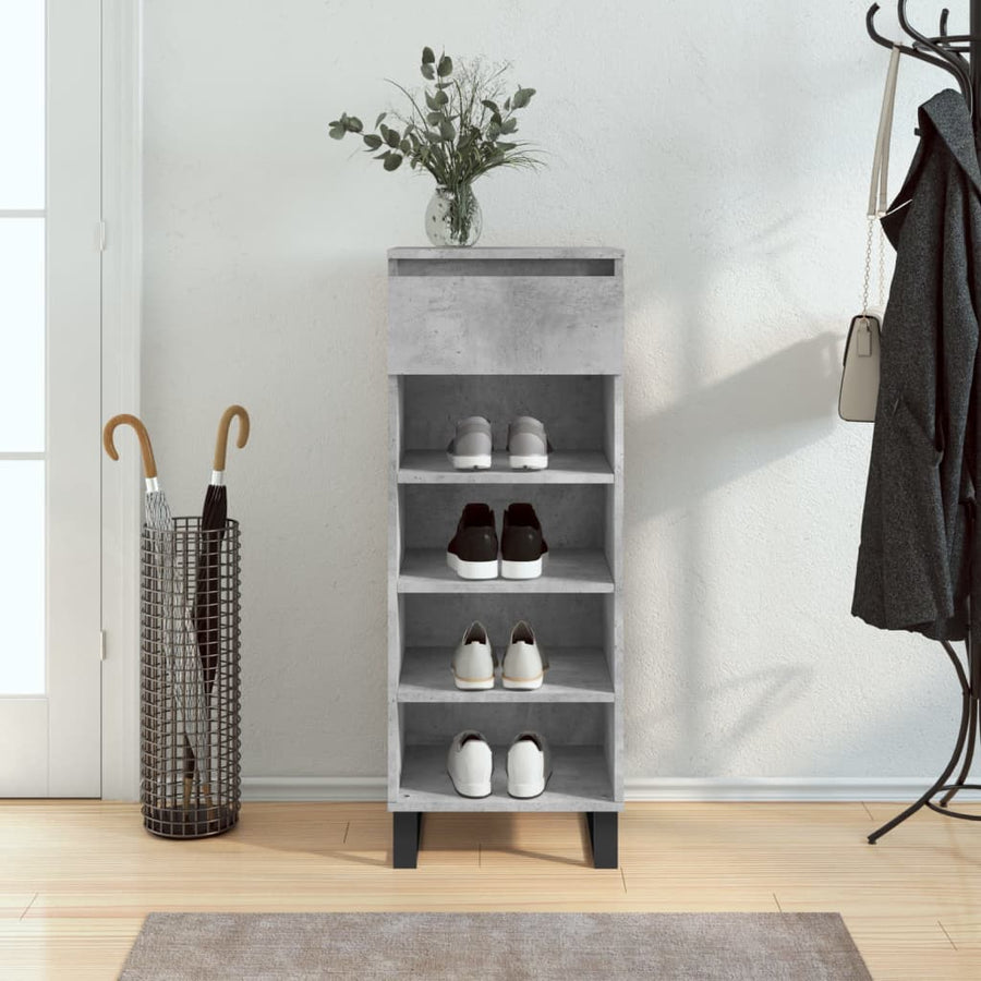 vidaXL Shoe Cabinet Concrete Grey 40x36x105 cm Engineered Wood 1