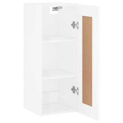 Wall Mounted Cabinet High Gloss White 34.5x34x90 cm Engineered Wood