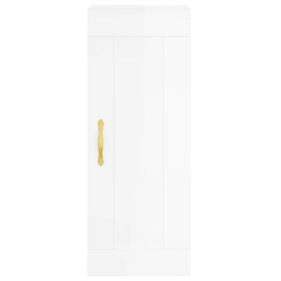 Wall Mounted Cabinet High Gloss White 34.5x34x90 cm Engineered Wood