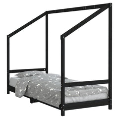 vidaXL Kids Bed Frame Black 80x200 cm Solid Wood Pine 2
