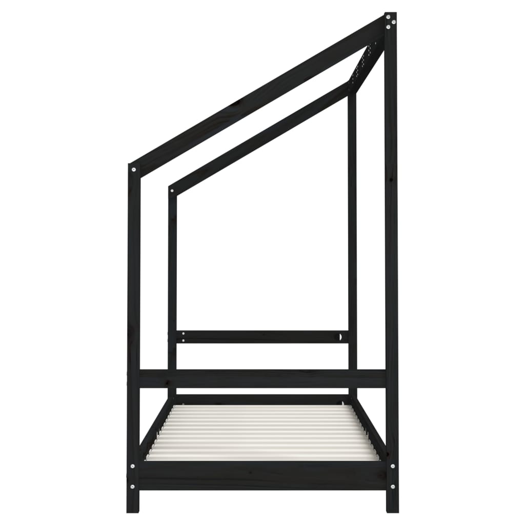 vidaXL Kids Bed Frame Black 80x200 cm Solid Wood Pine 5
