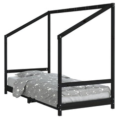 vidaXL Kids Bed Frame Black 90x190 cm Solid Wood Pine 2