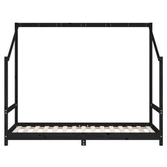 vidaXL Kids Bed Frame Black 90x190 cm Solid Wood Pine 4