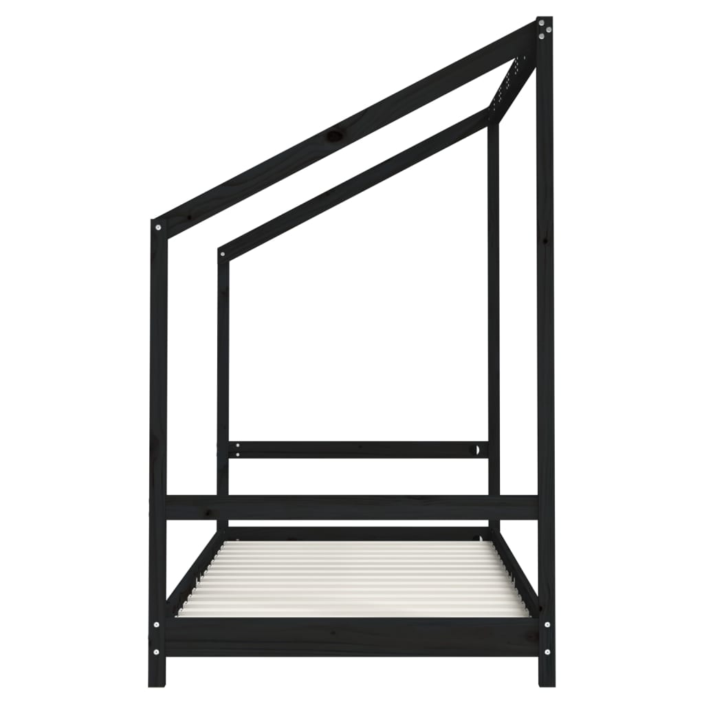 vidaXL Kids Bed Frame Black 90x190 cm Solid Wood Pine 5