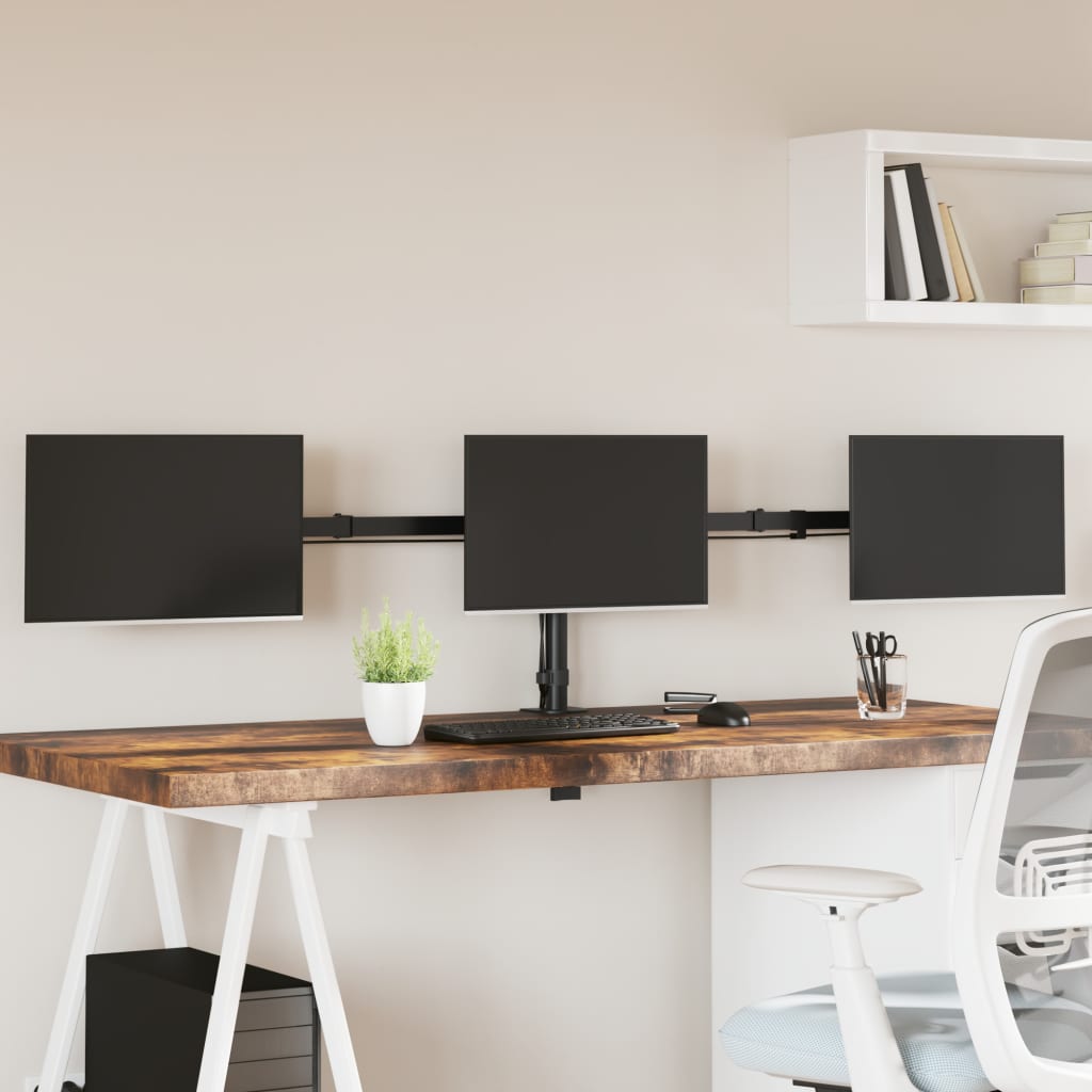 vidaXL Triple Monitor Stand Black Steel VESA 75/100 mm 1